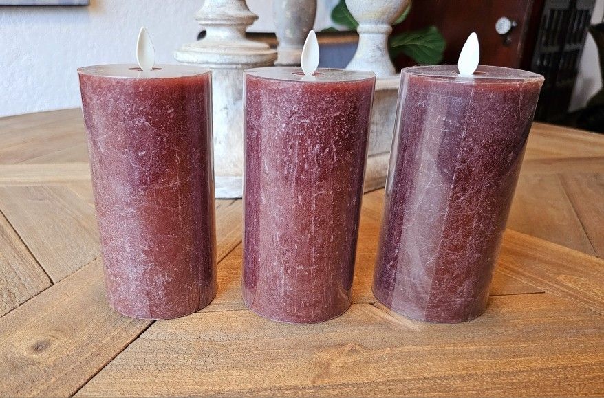 Pottery Barn Flameless Salt Washed Pillar Candles