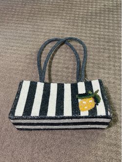 Beaded striped lemon purse