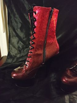 Wizard Of Oz Glitter Red Stripper Boots
