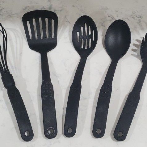Set of 5, Made in USA, Quality Black Kitchen Utensils