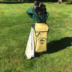 Tommy Bahama Leather Golf Bag 4 Hard Covers And Collector set of green markers