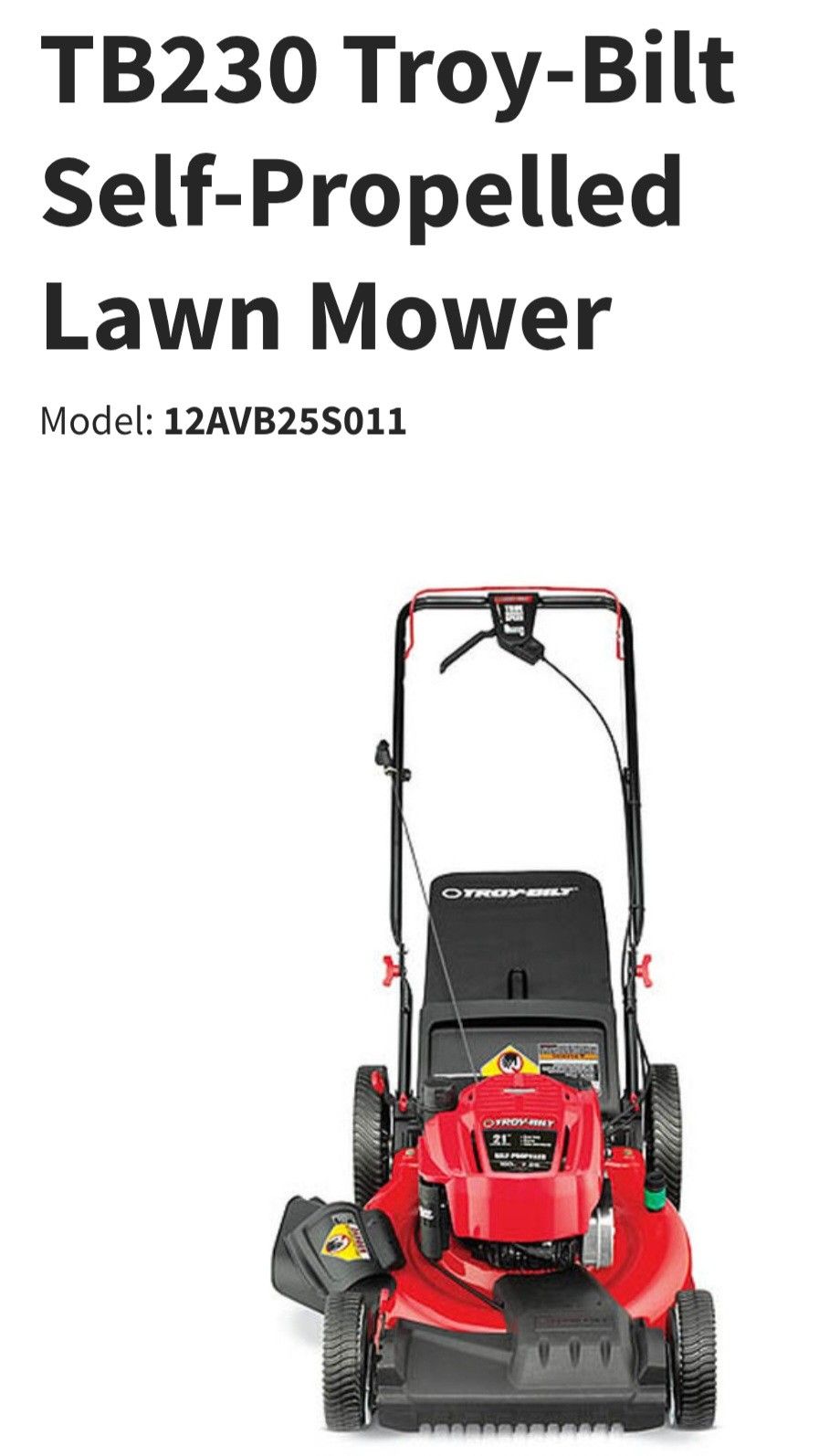 Troy-Bilt Self Propelled Lawnmower