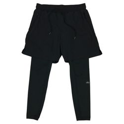 ALO Yoga Stability 2-in-1 Pants Mens Small S Black Tights Shorts Zip Pockets Gym