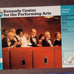 1996 Grolier  Kennedy Center For The Performing Arts Aretha Franklin Kirk Douglas Hillary Clinton History Vintage Collectible Large Card