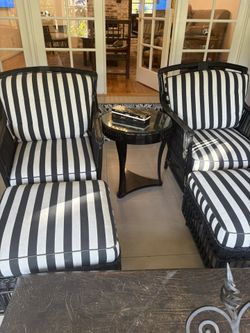2 Designer  Furniture K Spiegelman Plantation Chairs & Matching Ottomans Custom Made Furniture 