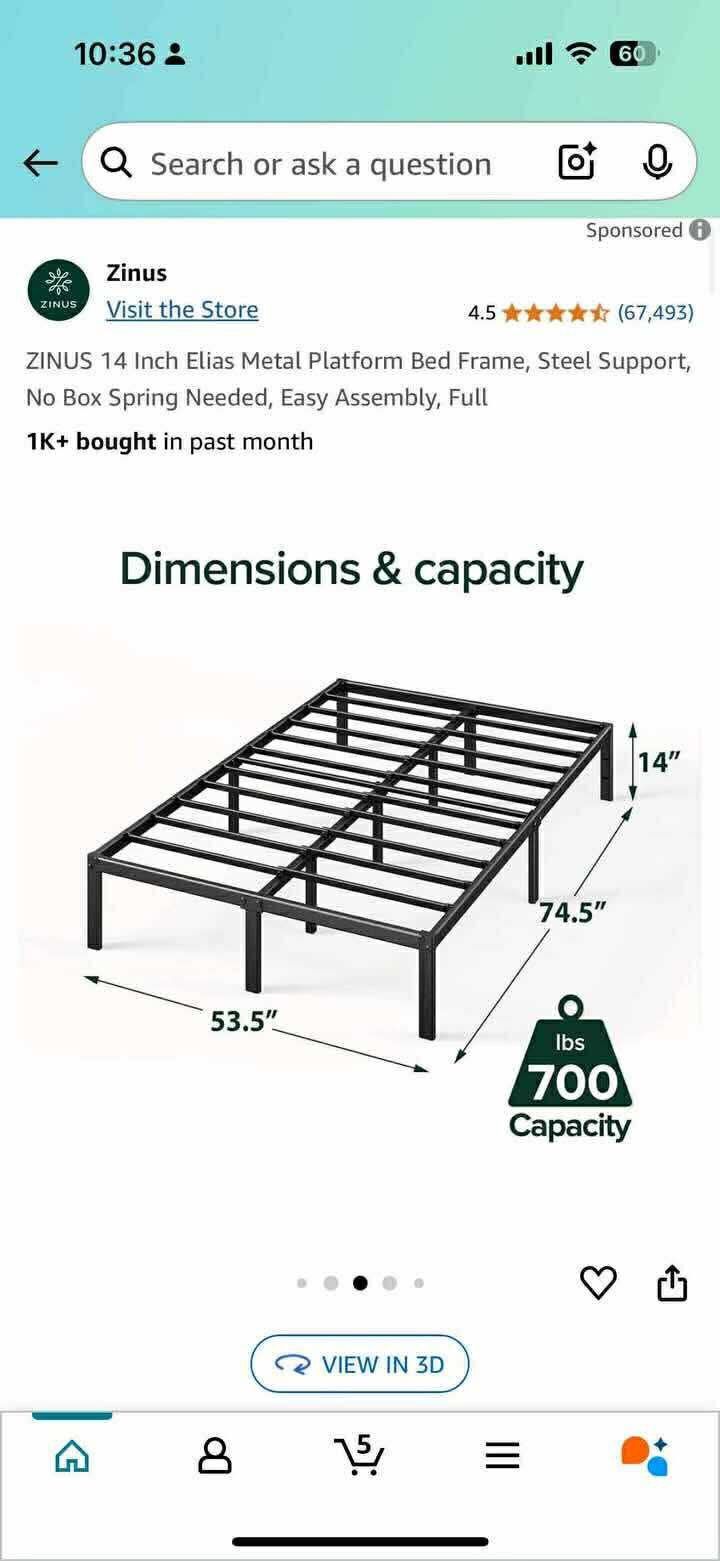 Full Sized Bed Frame + Mattress