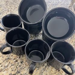 4 Bowls 4 Cups Matching black