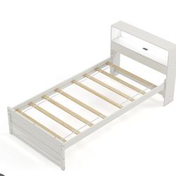 Twin size, white bed