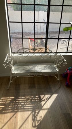 White metal indoor outdoor bench