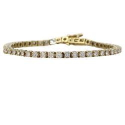 14K Yellow Gold Natural Diamond Tennis Bracelet, 3.50tdw, 12.2g