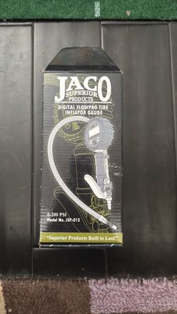 JACO Superior Products Digital FlowPro Tire Inflator Gauge (Model JSP-013, 0–200 PSI).