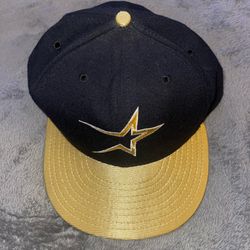 Vintage 90s Houston Astros New Era 5950 Hat 7 3/8 Gold Bill Wool USA Grey UV
