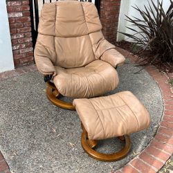 Leather Butterscotch Chair And Ottoman