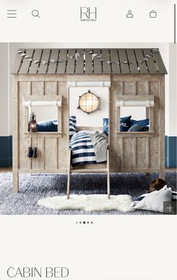 Kids House Bed Frame with Roof and Ladder