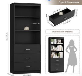71’ black book shelf with drawers