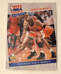 1993-94 Upper Deck NBA Playoffs Highlights Card Bulls vs Hawks