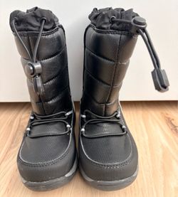 Lands End Black Kids Snow Boots with Drawstring