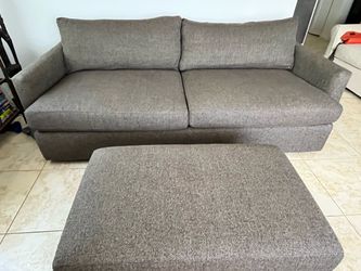 Gray Fabric Sofa with Ottoman