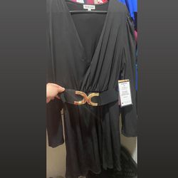 Black Dress long sleeve with belt Size Xl