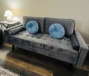 Elegant Gray Velvet Sofa / Couch *like new*