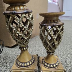 VTG Pillar Candle Holders 70s Style Twisted Rope Design Ornate Decor Home Decor