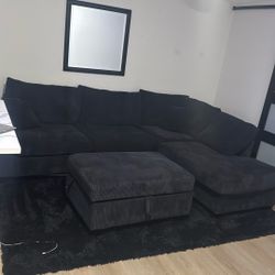 Couch Black Suede 