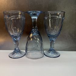 Set of (3) Noritake Sweet Swirl-Light Blue water goblets. 