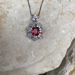 Red Ruby Colored Luxury Necklace