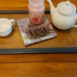 Antique Table And Glass Tea Tray 