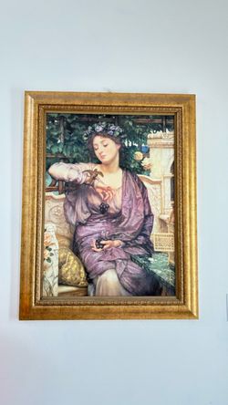 Oil painting with vintage golden frame
