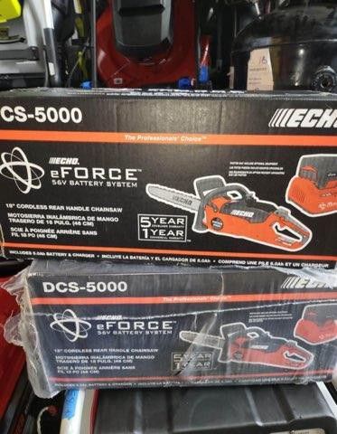 ECHO FORCE 18 IN 56 V CORDLESS ELECTRIC BATTERY BRUSHLESS REAR HANDLE CHAINSAW KIT NEW 