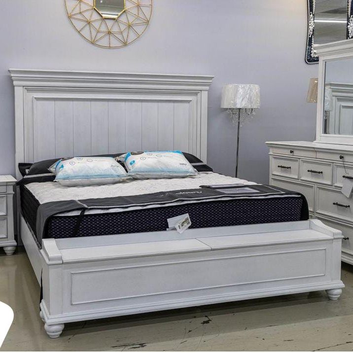 $49 Down Bedroom Set Queen/King Bed Dresser Nightstand Mirror Chest Option  Kanwyn