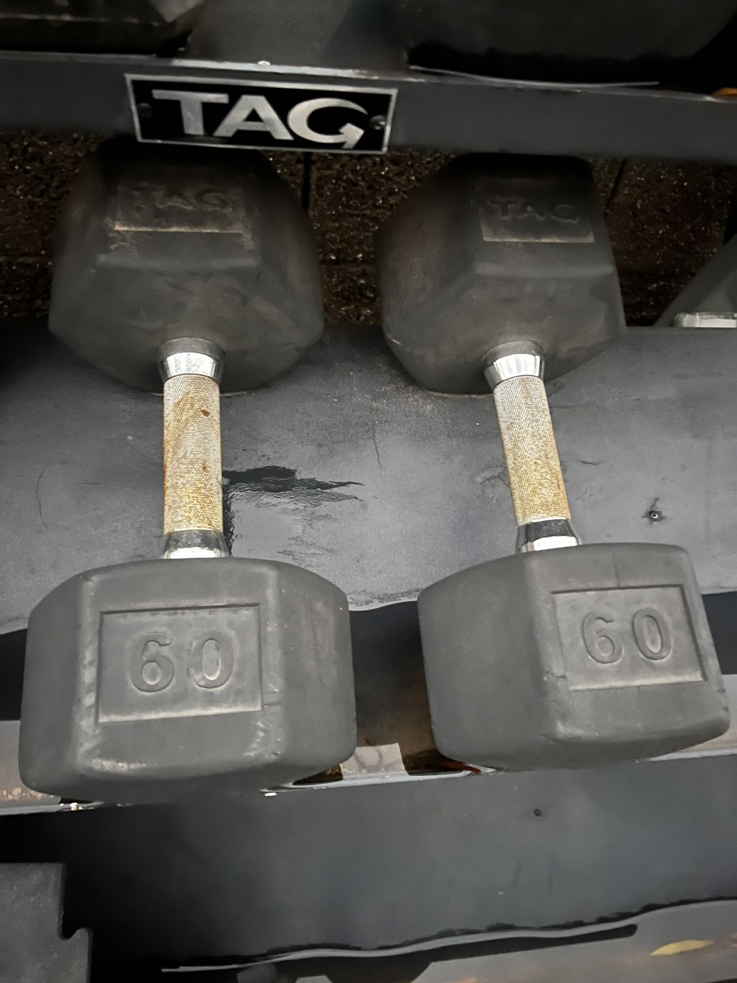 60lb Hex Rubber Dumbbell Set Weights