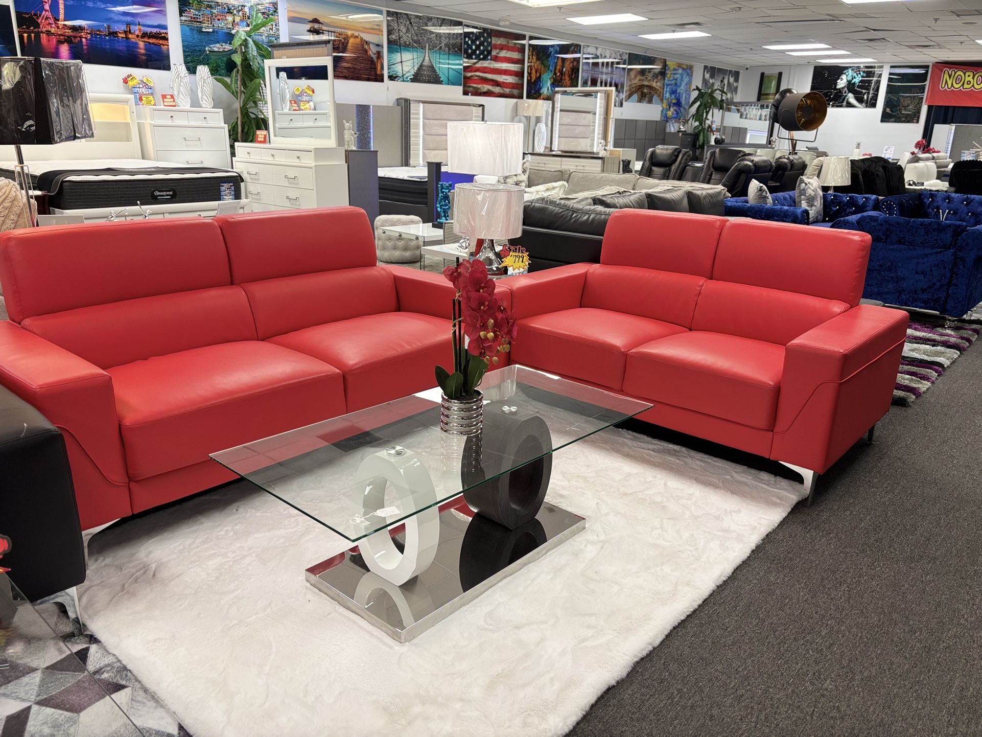Red Sofa & Loveseat Set For Sale (multiple Colors Available) Furniture Assembly