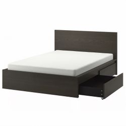 MALM Queen Bed Frame W/ 2 Storage Boxes