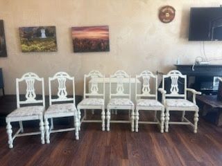 Vintage Farmhouse Dining Table Set – 6 Chairs