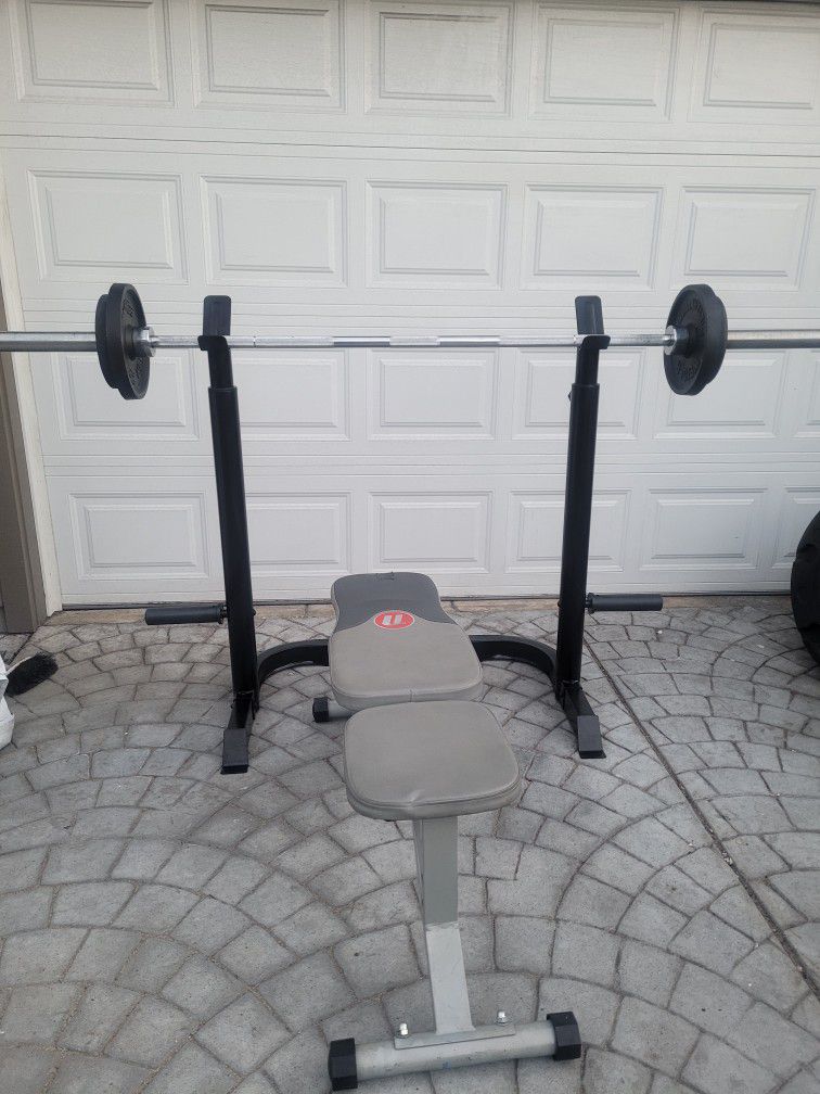 squat Bench Press Rack bar n weights