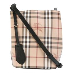 New Burberry Beige/Black Haymarket Check Leather Bucket Crossbody Bag