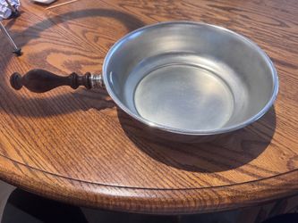PM Italy Pewter Pan with Turned Wood Handle