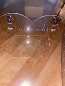 Bathtub Wineglass Holder for 2 Glasses with Suction Cups, says I love you