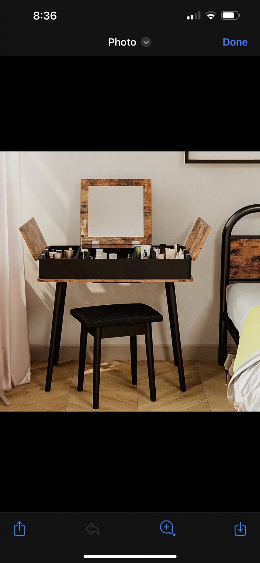 Vanity Set with Mirror and Stool Makeup Vanity Desk Set with Flip Top Writing Desk 2 Side Organizers