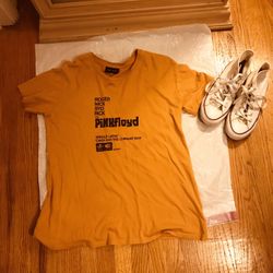 Men’s Size (4) Or Women’s (6) Converse High tops And A Medium Pink Floyd T Shirt 