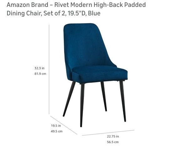 Set Of 2 Chairs Blue Velvet