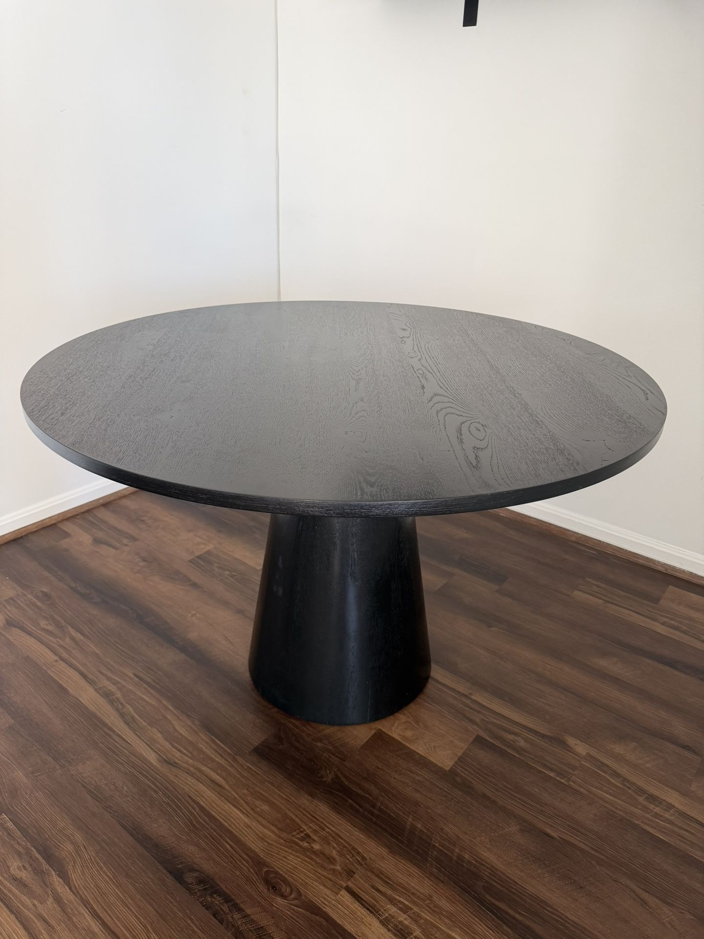 Brand New Black Round Solid Wood Base Dining Table