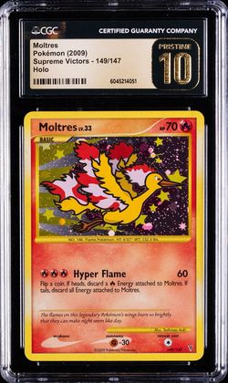 CGC PRISTINE 10 Moltres Pokémon 2009 Pokemon Supreme Victors - 149/147 Holo