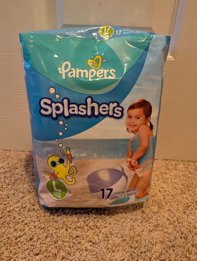 NEW Pampers Splashers Swim Diapers Size L, 17 Count