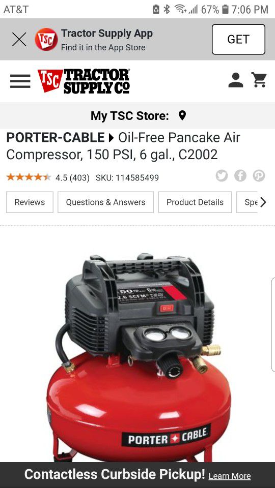 Porter Cable Air Compressor 