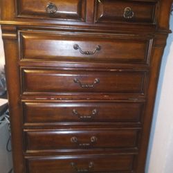 Old School Heavy wood Dresser all Drawers Work Very Good Condition