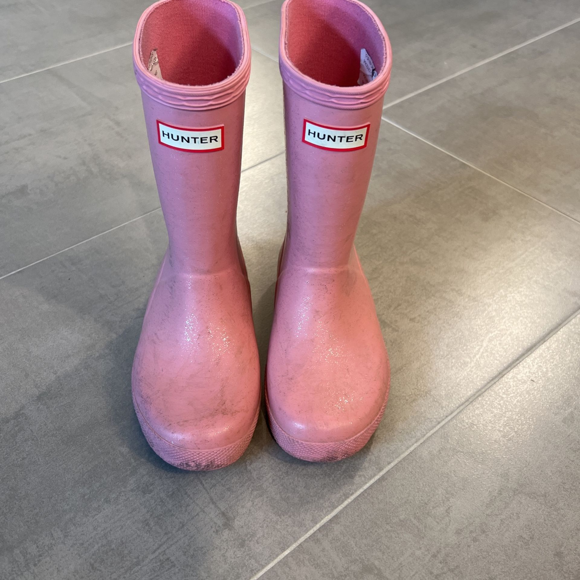 Girls Sparkly Pink hunter Boots Size 11