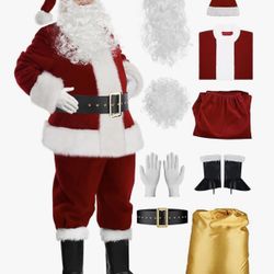Deluxe Santa Claus Costume for Men – 9 Piece Professional Christmas Outfit